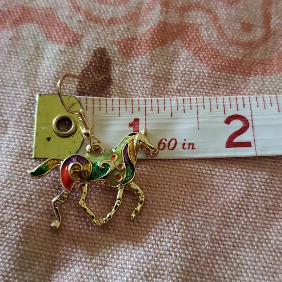 Trotting Horse Set. Horse Earrings Horse Necklace Cowgirl Colorful Rodeo Pony - Picture 10 of 13